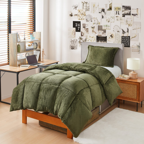 Thicker Than Thick - Coma InducerÂ® Twin XL Comforter - Down Alternative Ultra Plush Filling - Winter Moss