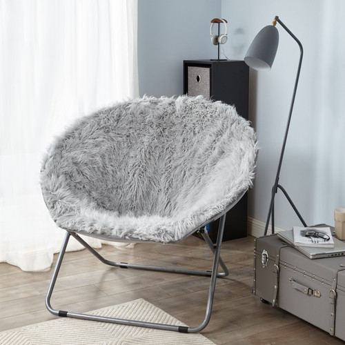 Giant Moon Chair - Mega Furry Plush Glacier Gray