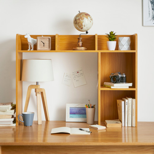 Classic Dorm Desk Bookshelf - Beech (Natural Wood)
