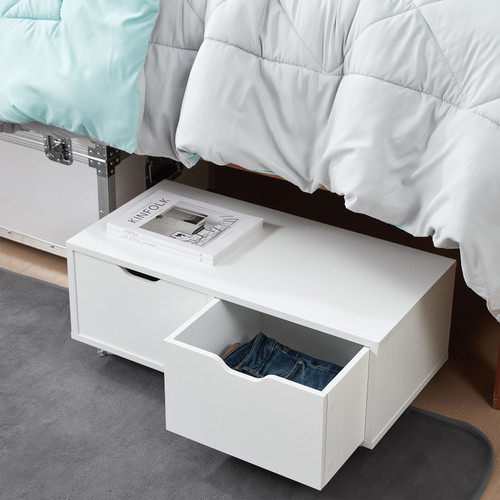 UNDERBED ROLLING DRAWERS - WHITE