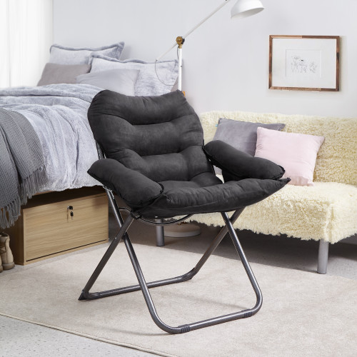 College Club Dorm Chair - Plush & Extra Tall - Black