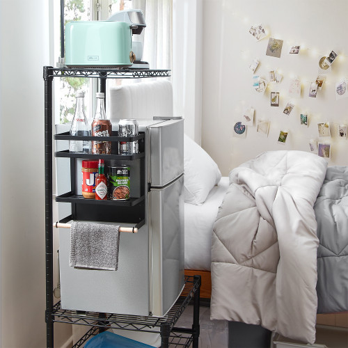 MAGNETIC FRIDGE ORGANIZER SHELVES - BLACK