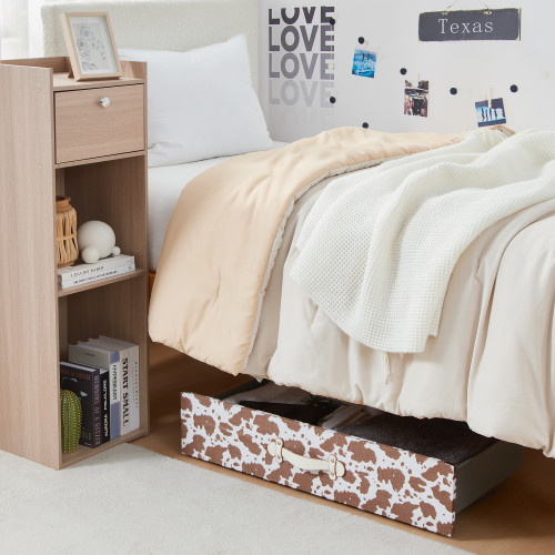 UNDER BED DRAWER - MOO COW WHITE/BROWN