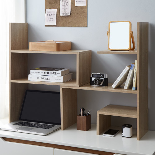Yak About It Compact Adjustable Dorm Desk Bookshelf - Sonoma