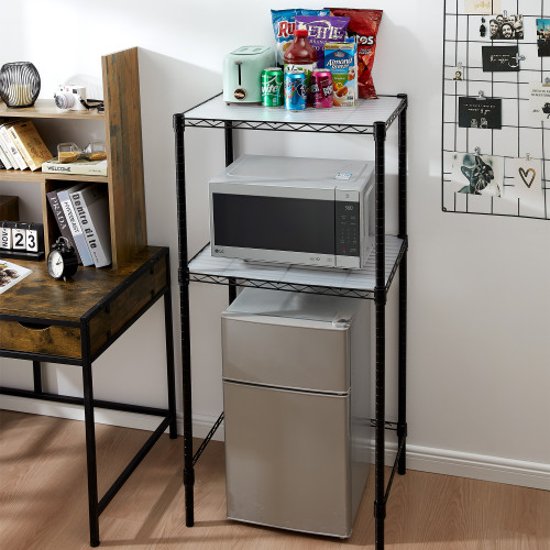 THE FRIDGE STAND SUPREME - BLACK PIPE FRAME WITH BLACK DRAWERS
