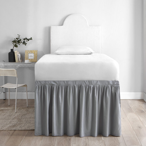 Dorm Sized Bed Skirt Panel with Ties - Alloy