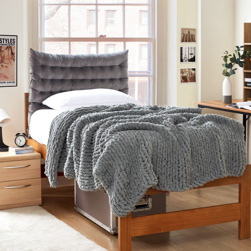 Cozy PotatoÂ® Chenille Chunky Knit Twin XL Bed Blanket - Graphite Gray