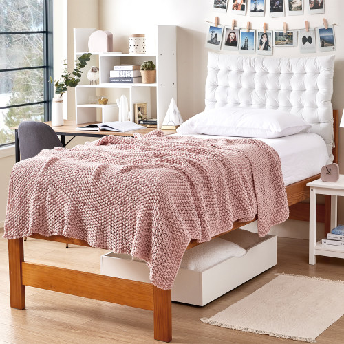 Cozy PotatoÂ® Waffled Chunky Knit Twin XL Bed Blanket - Silver Pink