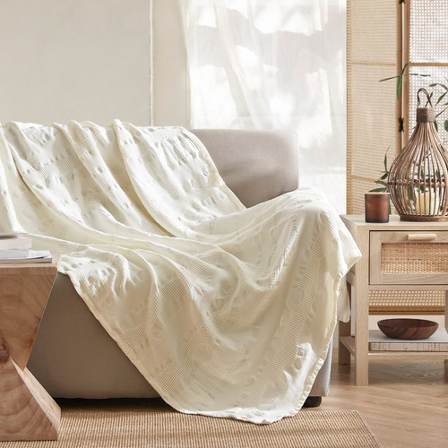 Terra Ã© Pais - Textured Throw Blanket - Natural Off-White