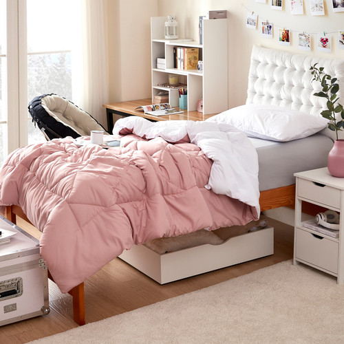 Silver Pink/White Reversible Twin XL Comforter