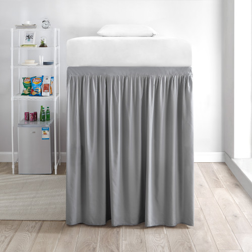 Extended Dorm Sized Bed Skirt Panel with Ties - Alloy (For raised or lofted beds)