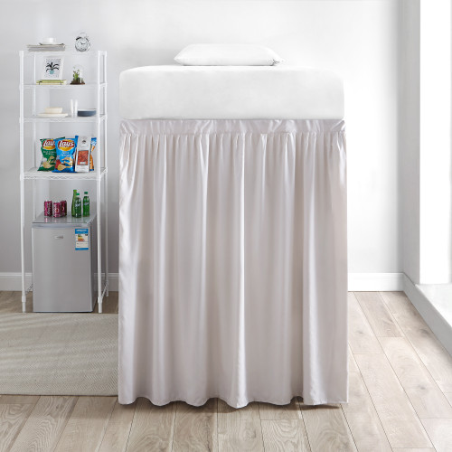 Extended Dorm Sized Bed Skirt Panel with Ties - Jet Stream (For raised or lofted beds)
