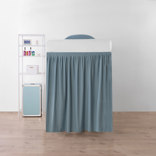 Extended Dorm Sized Bed Skirt Panel with Ties - Smoke Blue (For raised or lofted beds)