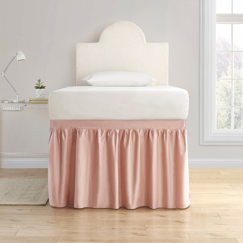Dorm Sized Cotton Bed Skirt Panel with Ties - Darkened Blush