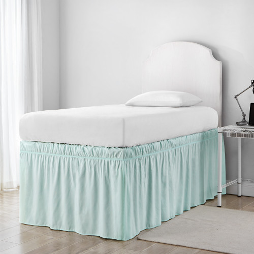 Ruffled Dorm Sized Bed Skirt - Hint of Mint