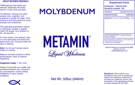 Metamin Molybdenum, Ionic Angstrom Minerals available in 16, 32, and 128 oz