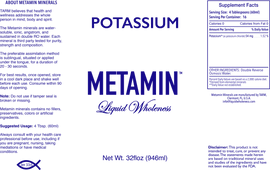 Metamin Potassium, Ionic Angstrom Liquid Minerals, is available in 16, 32, or 128 oz