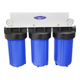 CQ WHOLE HOUSE/CONDO SMALL SPACE COMPACT 8 STAGE WATER FILTRATION SYSTEM (CITY OR WELL WATER) 10 X 5" CARTRIDGES, 80K GALLON CAPACITY