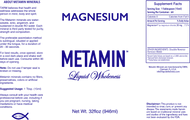 Metamin Magnesium, Ionic Angstrom Liquid Minerals (available in 16, 32, and 128 oz)