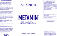 Metamin SilZinCo (CilZinCo), Liquid Ionic Angstrom Minerals Formula availabe in 16, 32, and 128 oz