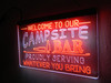 campsite, led, camping, sign, bar, neon, sign, custom, rv, camper