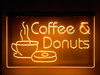 coffee, donuts, food, led, neon, sign, acrylic, light