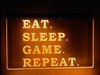 LED, Neon, Sign, light, lighted sign, gaming, video game, ps5, ps4, game room, gamer, Eat, Sleep, Game, Repeat