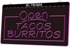 LED, Neon, Sign, light, lighted sign, custom, open, Mexican food, tacos, burritos