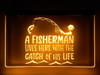 LED, Neon, Sign, light, lighted sign, custom, 
Fisherman Lives Here, fishing