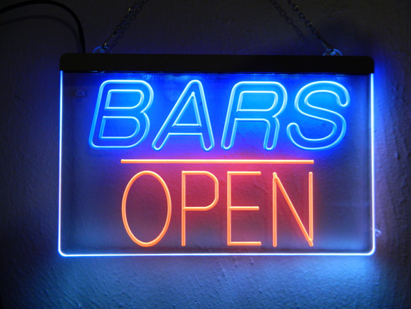 bar, open, led, neon, sign