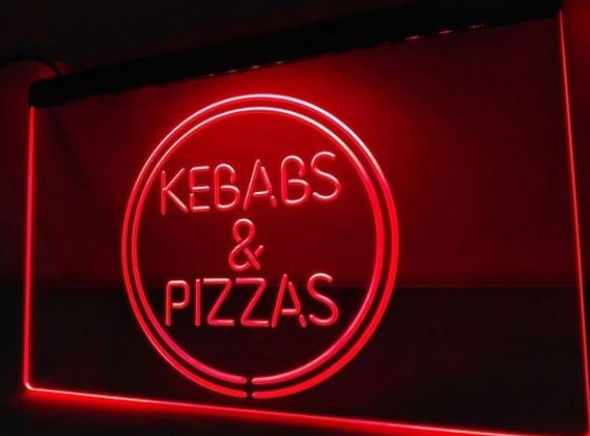kebabs, pizza, led, neon, sign, light
