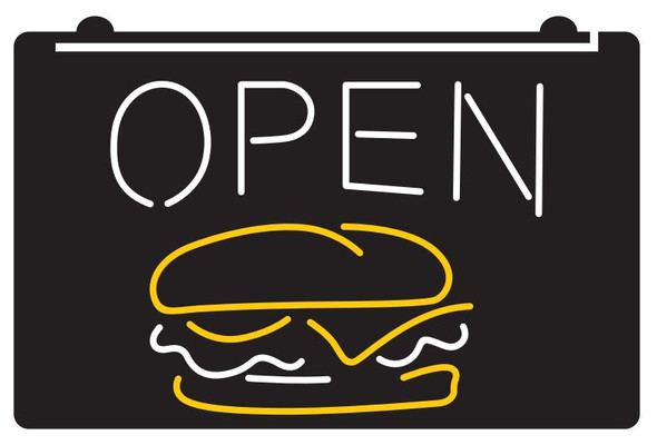 2 Color Burger Open LED Sign