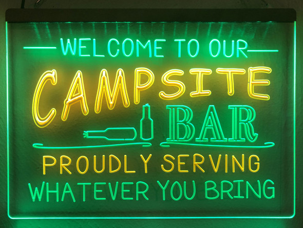 campsite, led, camping, sign, bar, neon, sign, custom, rv, camper