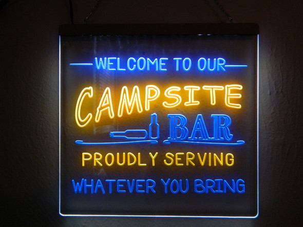 campsite, led, camping, sign, bar, neon, sign, custom, rv, camper