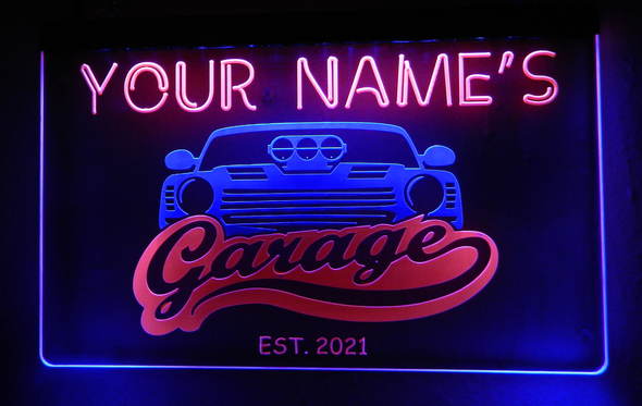 garage, led, neon, sign, mechanic, personalized