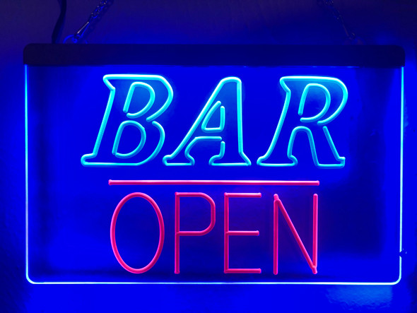 bar, open, led, neon, sign, light