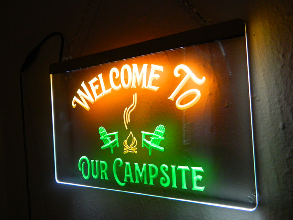 camping, camper, campsite, led, neon, light