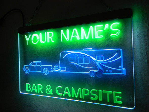 led, neon, sign, camper, camping, rv, travel trailer, light