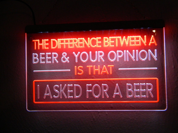 asked for a beer, led, neon, sign, custom bar sign