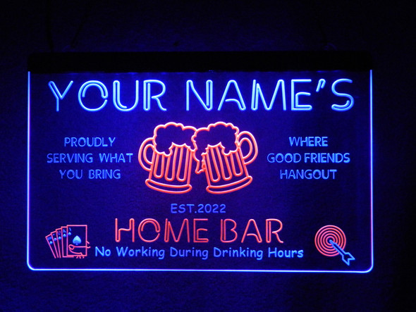 home bar, home bar, custom, your name, led, neon, sign, light