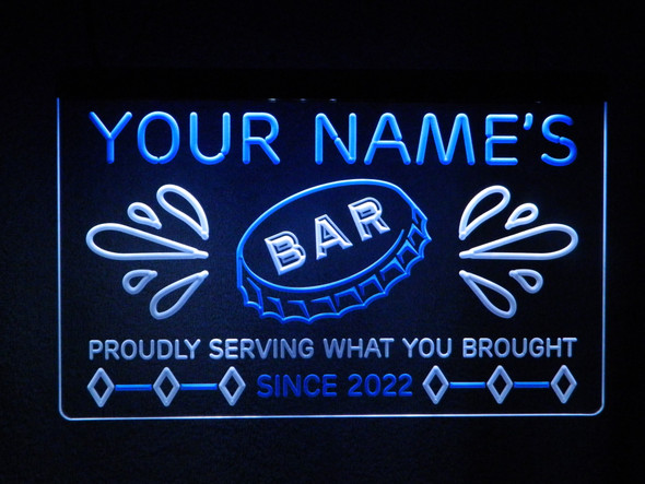 bar, home bar, homebar, led, neon, custom, sign, bottle cap, light