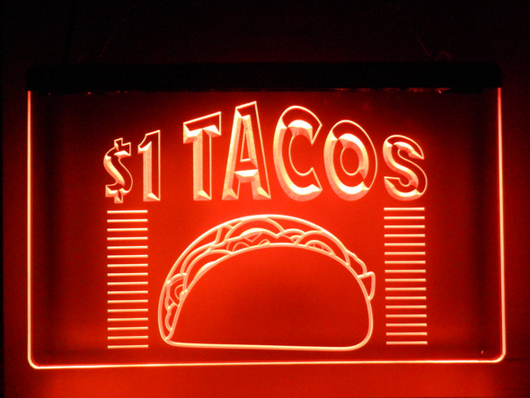 tacos, $1 tacos, mexican food, food, led, neon, sign, acrylic, light