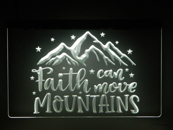 God, Jesus, led, God, Church, Christian, Neon, Sign, faith, light, lighted sign, Faith Can Move Mountains