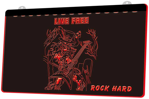 LED, Neon, Sign, light, lighted sign, custom, rock, rock n roll, live free, rock hard