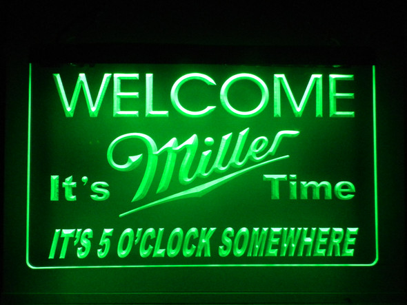 LED, Neon, Sign, light, lighted sign, custom, mgd, miller, beer, 5 O'clock Somewhere