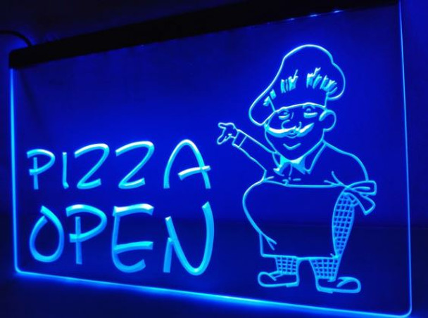 pizza, led, neon, light, lighted, sign, led