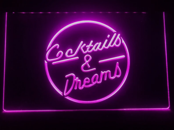 cocktails, led, neon, sign, light