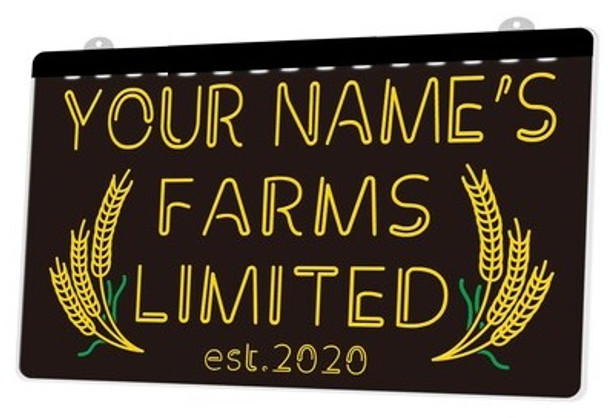 personalized, farm, led, neon, john, deere, case, sign, light, lighted