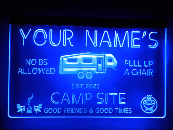 campsite, camper, led, neon, sign, rv, personalized, light