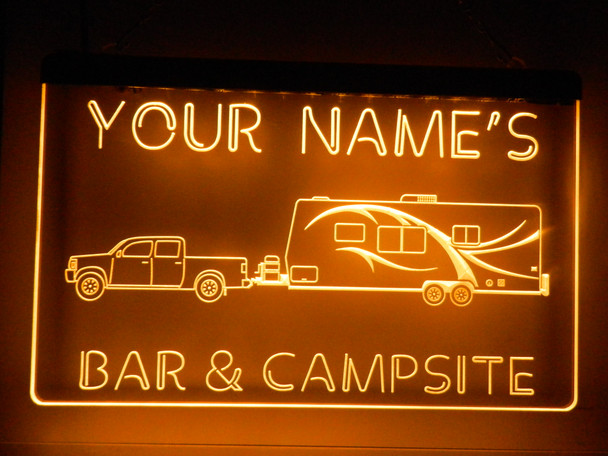 camp, camping, camper, led, neon, sign, personalized, light